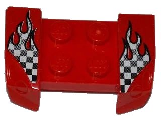 LEGO onderdeel Vehicle, Mudguard 2 x 4 with Headlights Overhang with Checkered Flames Pattern on Both Sides (Stickers) - Set 8198 (44674pb20)