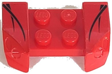 LEGO onderdeel Vehicle, Mudguard 2 x 4 with Headlights Overhang with Black Streaks Pattern on Both Sides (Stickers) - Set 8150 (44674pb27)