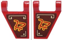 LEGO onderdeel Flag 2 x 2 Trapezoid with Ninjago Shopping Cart with Geometric Border Pattern on Both Sides (Stickers) - Set 70657 44676pb062