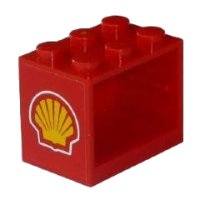 LEGO part Container, Cupboard 2 x 3 x 2 - Solid Studs with Shell Logo Pattern on Left Side (Sticker) - Set 1253-1 4532apb06