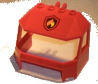 LEGO part Windscreen 4 x 6 x 4 Cab with Hinge and 1 x 4 Bottom Cutout with Fire Logo Badge Pattern (Sticker) - Set 60010 45406pb006