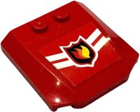 LEGO onderdeel Wedge 4 x 4 x 2/3 Triple Curved with Fire Logo Badge and 2 White Chevrons Pattern (Sticker) - Sets 7208 / 7942 / 7945 45677pb001