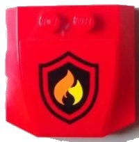 LEGO onderdeel Wedge 4 x 4 x 2/3 Triple Curved with Black and Yellow Fire Logo Badge Pattern (Sticker) - Set 60004 45677pb061