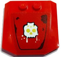 LEGO part Wedge 4 x 4 x 2/3 Triple Curved with White Skeleton Head with Gold Eyes and Nose and Dark Brown Rust Marks Pattern (Sticker) - Set 70436 45677pb164