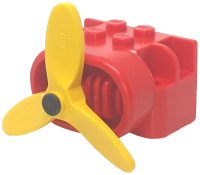 LEGO part Fabuland Airplane Motor / Engine Block, Small Pin Hole with Pin and Yellow Propeller 4616ac01