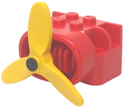 LEGO onderdeel Fabuland Airplane Motor / Engine Block, Small Pin Hole with Pin and Yellow Propeller (4616ac01)