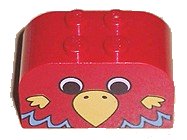 LEGO onderdeel Slope, Curved 4 x 2 x 2 Double with 4 Studs with Parrot Head Pattern (4744pb03)