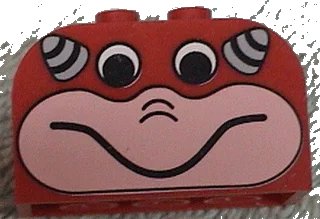 LEGO onderdeel Slope, Curved 4 x 2 x 2 Double with 4 Studs with Face and Horns Pattern (4744pb14)