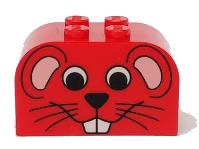 LEGO onderdeel Slope, Curved 4 x 2 x 2 Double with 4 Studs with Mouse Face Pattern (4744px28)
