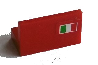LEGO onderdeel Panel 1 x 2 x 1 with Italian Flag on Red Background Pattern Model Right Side (Sticker) - Set 8654 / 8375 / 8673 (4865pb012R)