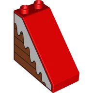 LEGO onderdeel Duplo, Brick 4 x 2 x 3 Slope with Snow on Boards Pattern Model Left Side (49570pb01L)