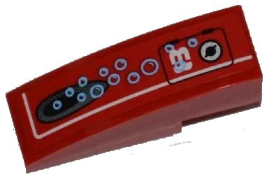 LEGO onderdeel Slope, Curved 3 x 1 with Panel with White '8', Vent Hole and Bubbles Pattern Model Left Side (Sticker) - Set 7977 (50950pb044L)