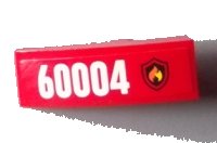 LEGO part Slope, Curved 3 x 1 with Black and Yellow Fire Logo Badge and '60004' Pattern Model Right Side (Sticker) - Set 60004 50950pb057R