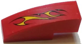 LEGO onderdeel Slope, Curved 3 x 1 with Flames on Red Background Pattern Model Left Side (Sticker) - Set 60027 (50950pb107L)