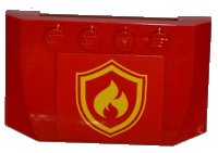 LEGO part Wedge 4 x 6 x 2/3 Triple Curved with Yellow and Red Fire Logo Badge Pattern (Sticker) - Set 4208 52031pb053