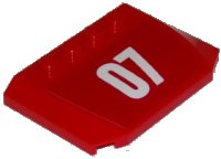 LEGO onderdeel Wedge 4 x 6 x 2/3 Triple Curved with White '07' on Red Background Pattern (Sticker) - Set 60107 52031pb097