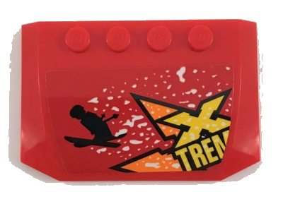 LEGO onderdeel Wedge 4 x 6 x 2/3 Triple Curved with Black Skiing Minifigure and Orange and Yellow 'XTREME' Pattern (Sticker) - Set 60222 (52031pb154)