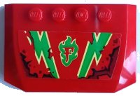 LEGO part Wedge 4 x 6 x 2/3 Triple Curved with Capital Letter F, Oil Stains, Bright Green and Bright Light Yellow Lightning Pattern (Sticker) - Set 70421 52031pb186