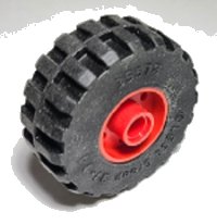 LEGO part Wheel 18mm D. x 14mm with Pin Hole, Fake Bolts and Shallow Spokes with Black Tire 37 x 14 (55981 / 35578) 55981c07