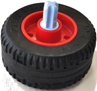 LEGO part Wheel 18mm D. x 14mm with Pin Hole, Fake Bolts and Shallow Spokes with Fixed Rotatable Bright Light Blue Technic, Axle 1L with Pin with Black Tire 30.4 x 14 Solid (55981c10 / 58090) 55981c11