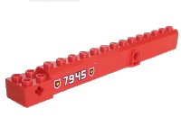 LEGO onderdeel Crane Arm Outside, Wide with Pin Hole at Mid-Point with 7945 & Fire Logo both sides Pattern (Stickers) - Set 7945 57779pb001