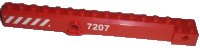 LEGO part Crane Arm Outside, Wide with Pin Hole at Mid-Point with '7207' and Red and White Danger Stripes Pattern on Both Sides (Stickers) - Set 7207 57779pb003