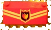 LEGO part Slope 33 3 x 6 without Inner Walls with White Stripes and Fire Logo Badge Pattern (Sticker) - Set 7906 58181pb01