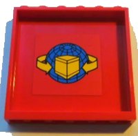 LEGO part Panel 1 x 6 x 5 with Box and Arrows and Globe Pattern on Red Background Pattern (Sticker) - Sets 7939 / 7992 / 7994 59349pb018