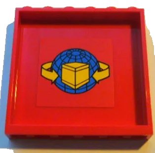 LEGO onderdeel Panel 1 x 6 x 5 with Box and Arrows and Globe Pattern on Red Background Pattern (Sticker) - Sets 7939 / 7992 / 7994 (59349pb018)