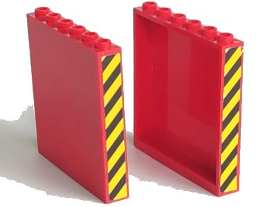 LEGO onderdeel Panel 1 x 6 x 5 with Black and Yellow Danger Stripes Pattern on Both Short Sides (Stickers) - Sets 7992 / 7994 (59349pb020)
