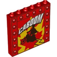 LEGO part Panel 1 x 6 x 5 with 'CABOOM' and Daredevil on Motorcycle Pattern 59349pb157