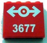 LEGO part Panel 1 x 4 x 3 with Side Supports - Hollow Studs with Train Logo White and '3677' Pattern (Sticker) - Set 3677 60581pb004