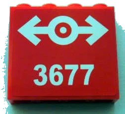 LEGO onderdeel Panel 1 x 4 x 3 with Side Supports - Hollow Studs with Train Logo White and '3677' Pattern (Sticker) - Set 3677 (60581pb004)