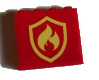 LEGO part Panel 1 x 4 x 3 with Side Supports - Hollow Studs with Fire Logo Badge Pattern (Sticker) - Set 60214 60581pb143