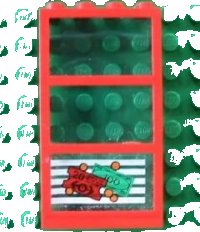 LEGO part Window 1 x 4 x 6 with 3 Panes with Fixed Trans-Light Blue Glass with Money and Red Ticket Left Pattern (Sticker) - Set 4556 6160c03pb06