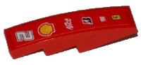 LEGO onderdeel Slope, Curved 4 x 1 with Number 2, Shell, Alice, Bridgestone, Fiat and Ferrari Logos Pattern (Sticker) - Set 8123 61678pb023