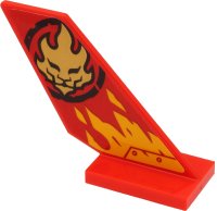 LEGO part Tail Shuttle with Gold Lion Head in Black Circle and Yellow Flames on Red Background Pattern Model Right Side (Sticker) - Set 71704 6239pb095R
