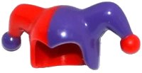 LEGO part Minifigure, Headgear Jester's Cap with Dark Purple Left Side and Dark Purple Pom Pom Right Side Pattern 62537pb05