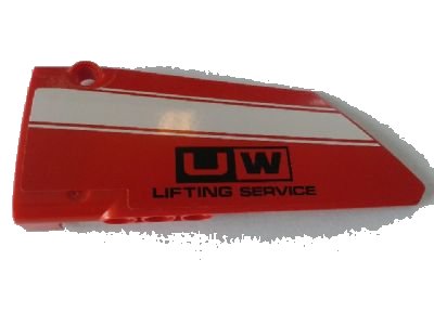 LEGO onderdeel Technic, Panel Fairing #17 Large Smooth, Side A with White Stripe and 'UW LIFTING SERVICE' Pattern (Sticker) - Set 8258 (64392pb014)