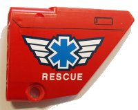 LEGO part Technic, Panel Fairing #14 Large Short Smooth, Side B with EMT Star of Life and 'RESCUE' Pattern (Sticker) - Set 8068 64680pb016