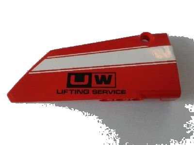 LEGO onderdeel Technic, Panel Fairing #18 Large Smooth, Side B with White Stripe and 'UW LIFTING SERVICE' Pattern (Sticker) - Set 8258 (64682pb014)