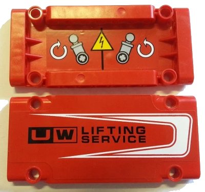 LEGO onderdeel Technic, Panel Plate 5 x 11 x 1 with 'UW LIFTING SERVICE' on Outside and Operating Instructions on Inside Pattern Model Right (Stickers) - Set 8258 (64782pb008R)