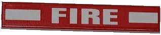 LEGO onderdeel Tile 1 x 6 with 2 White Rectangles and White 'FIRE' Pattern (Sticker) - Set 7213 (6636pb053)