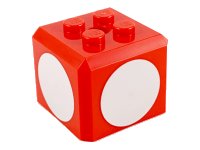 LEGO part Brick, Modified Cube, 4 Studs on Top with White Circle Pattern on All Sides (Super Mario 1-Up Mushroom / Super Mushroom / Toadette Cap) 66855pb01
