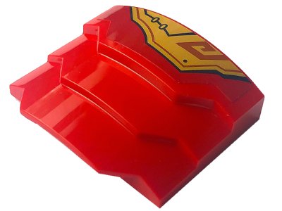 LEGO part Wedge 4 x 3 Stepped No Studs with Black Line and Gold Armor Pattern Model Left Side (Sticker) - Set 71773 (66955pb003L)