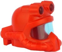 LEGO part Minifigure, Headgear Helmet Underwater Deep Diver with Molded Trans-Light Blue Visor and Head Lamps Pattern 67298pb01