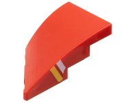 LEGO onderdeel Wedge 4 x 2 Right No Studs with White and Yellow Stripes on Side Pattern 6929pb001