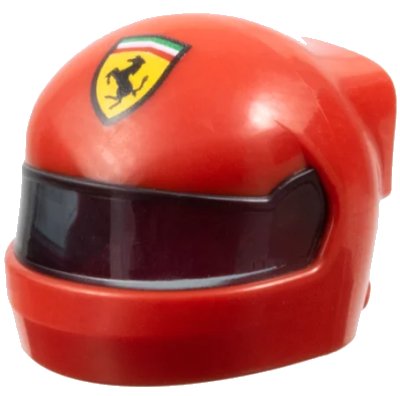 LEGO onderdeel Minifigure, Headgear Helmet Formula One with Molded Trans-Black Visor and Printed Ferrari Logo Pattern (7071pb01)