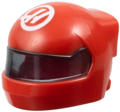 LEGO onderdeel Minifigure, Headgear Helmet Formula One with Molded Trans-Black Visor and Printed Haas Logo Stylized White Capital Letter H in Circle Pattern (7071pb02)