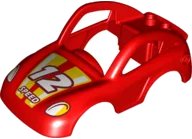 LEGO onderdeel Duplo Car Body Coupe with Headlights, White '12' and 'SPEED' Pattern 73549pb02
